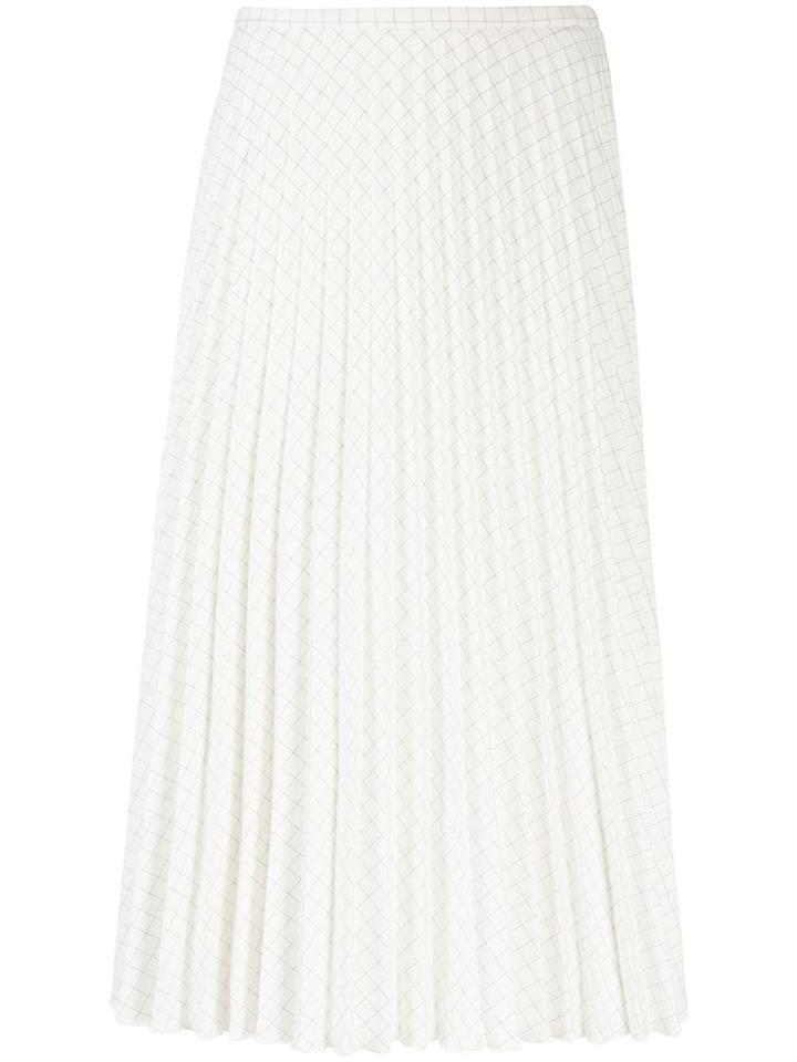 Piazza Sempione Checked Pleated Skirt - White