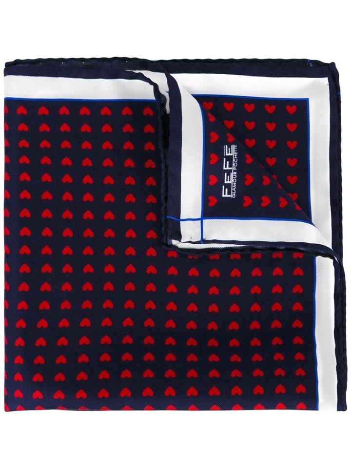 Fefè Heart Print Pocket Square - Blue