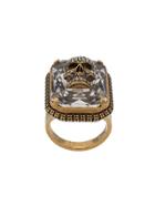 Alexander Mcqueen Skull Crystal Ring - Gold