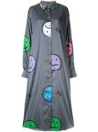 Natasha Zinko Dark Grey Printed Emoji Ls Maxi Shirt Dress