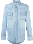 Saint Laurent Flap Pockets Shirt, Men's, Size: Xl, Blue, Cotton/linen/flax