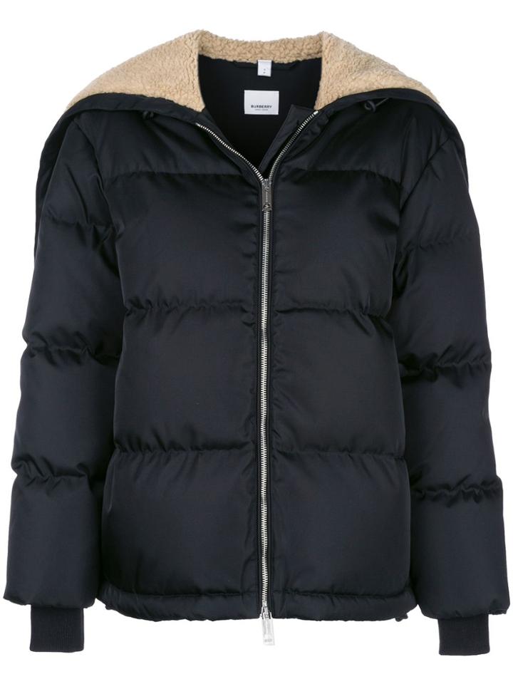 Burberry Extended Neckline Logo Zipped Jacket - Black