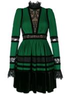 Elie Saab - Lace Panelled Dress - Women - Silk/cotton/polyamide/polyimide - 38, Green, Silk/cotton/polyamide/polyimide
