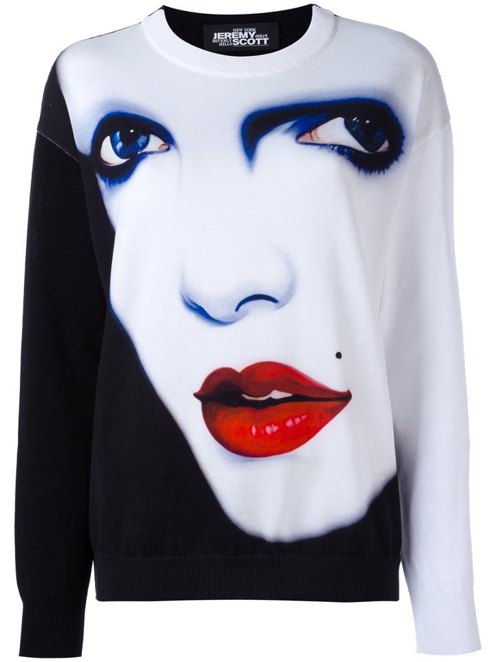 Jeremy Scott Face Print Sweatshirt, Women's, Size: 40, Black, Cotton