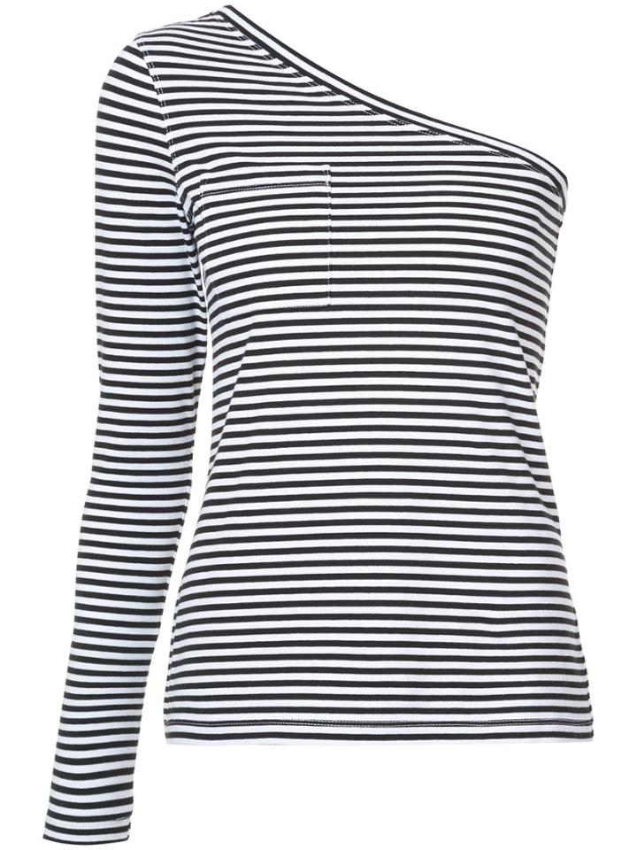 Robert Rodriguez Striped One Shoulder Top - Black