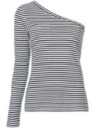 Robert Rodriguez Striped One Shoulder Top - Black