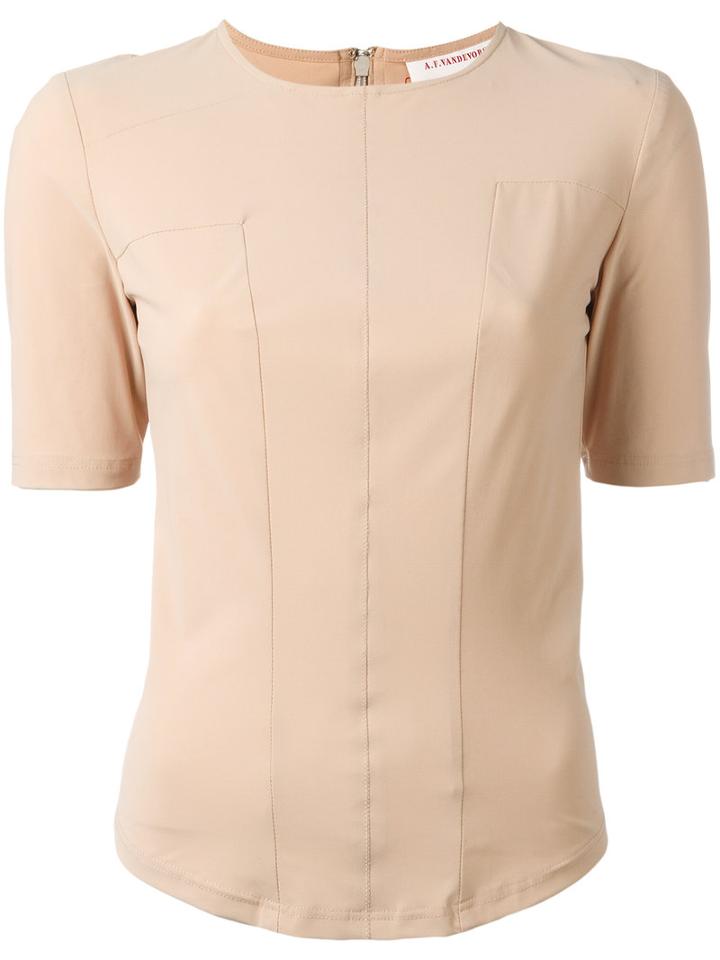 A.f.vandevorst Back Zip T-shirt, Women's, Size: 38, Nude/neutrals, Polyamide/spandex/elastane