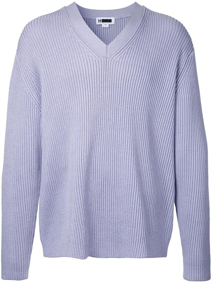H Beauty & Youth Ribbed Detail Jumper, Men's, Size: Large, Pink/purple, Cotton/polyester