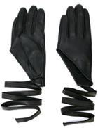 Yohji Yamamoto Tie Fastening Gloves - Black