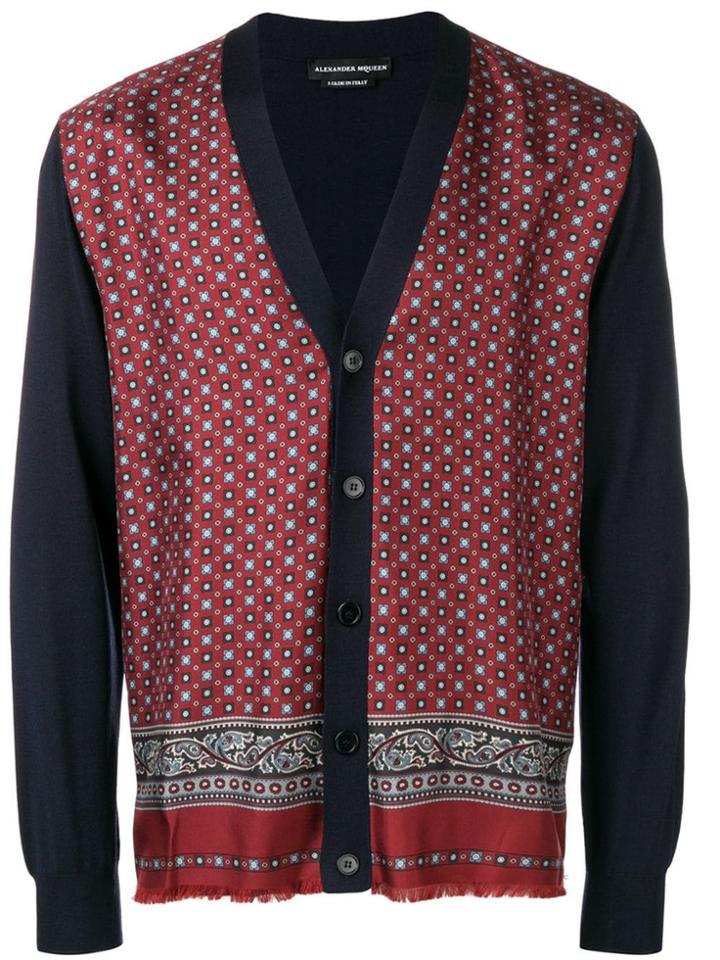 Alexander Mcqueen Scarf Print Cardigan - Red