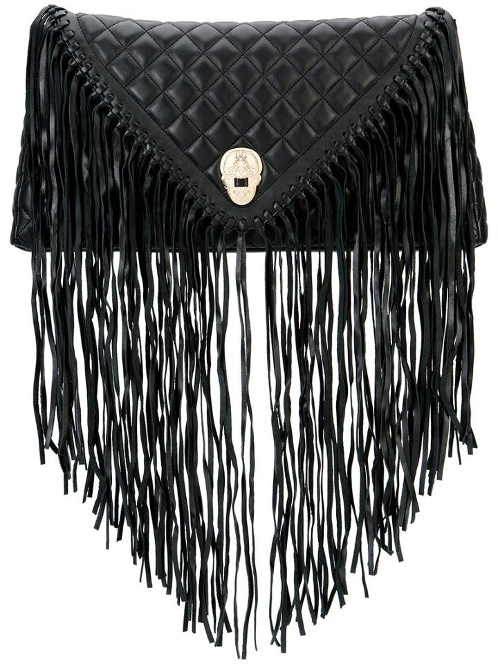 Thomas Wylde - Fringed Quilted Clutch - Women - Lamb Nubuck Leather - One Size, Women's, Black, Lamb Nubuck Leather