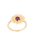 Aurelie Bidermann 18kt Yellow Gold Garnet Flower Ring - Metallic