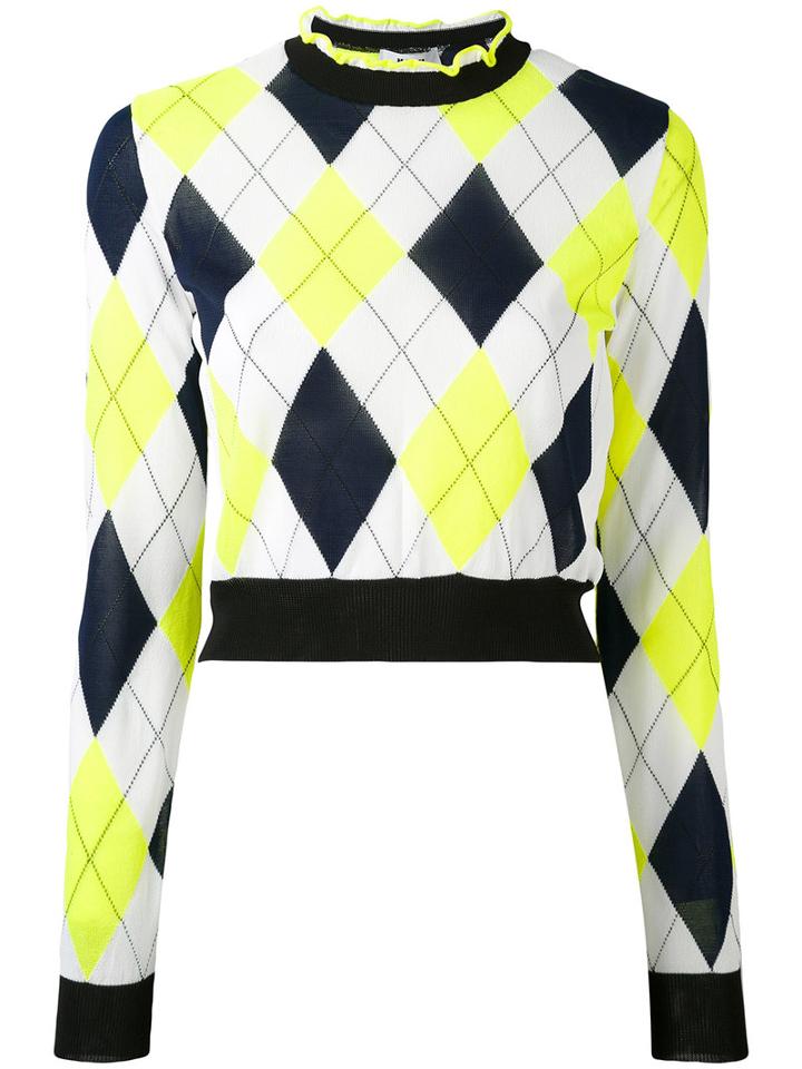Msgm - Diamond Patterned Top - Women - Polyester/viscose - M, White, Polyester/viscose