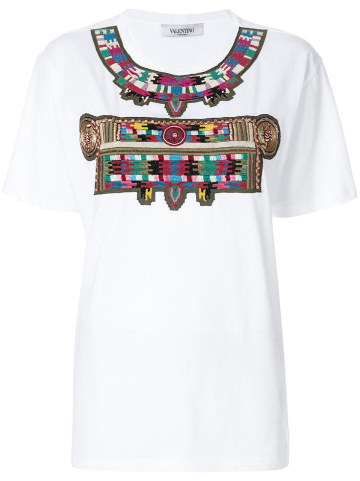 Valentino Ethnic Embroidered T-shirt - White