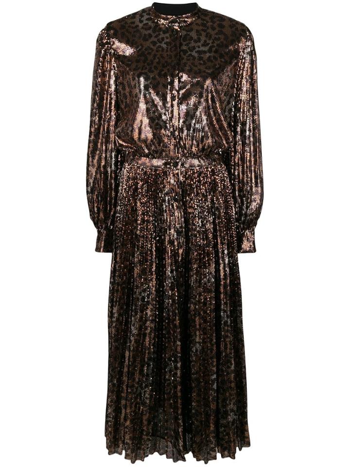 Msgm Leopard Print Sequin Dress - Gold