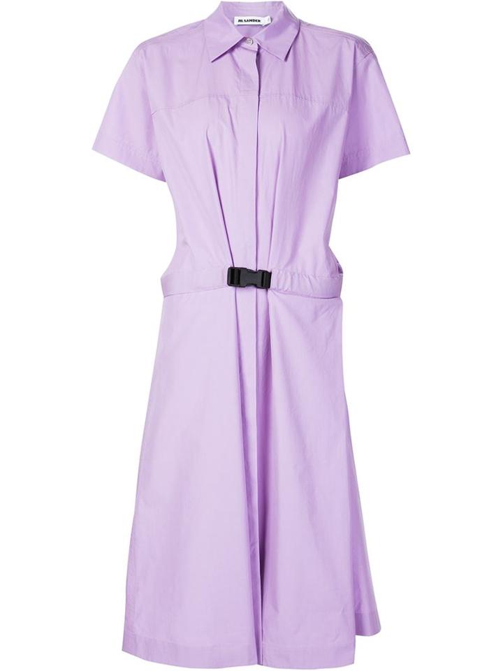 Jil Sander Short-sleeve Shirt Dress, Women's, Size: 42, Pink/purple, Cotton