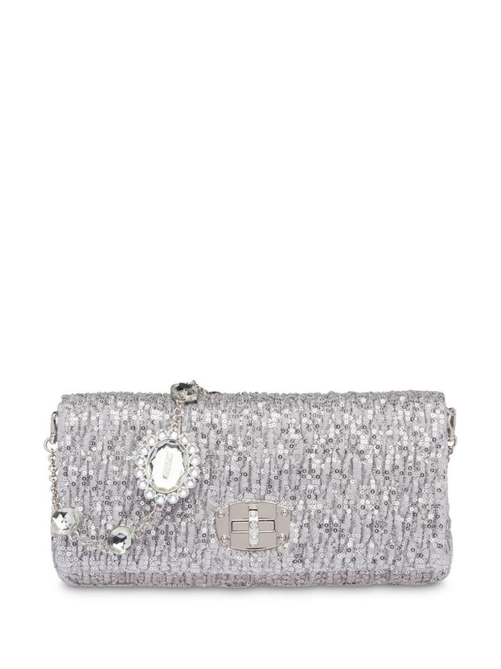 Miu Miu Sequined Bag With Embellishments - Silver