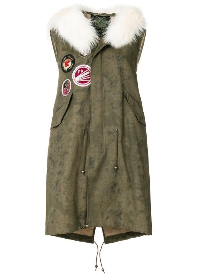 Mr & Mrs Italy Sleeveless Patch Parka - Green