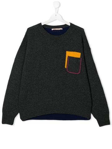 Marni Kids Front Pocket Knit Jumper - Grey