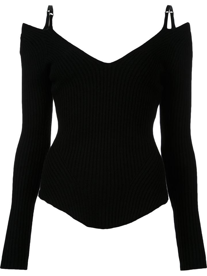 Alexander Wang Cold Shoulder Jumper, Women's, Size: Small, Black, Polyamide/spandex/elastane/wool