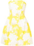 Monique Lhuillier Floral Strapless Dress - Yellow & Orange