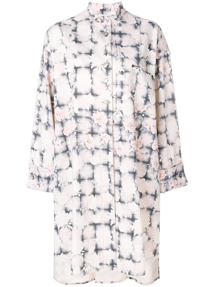 Mm6 Maison Margiela Floral Check Shirt Dress - Pink & Purple