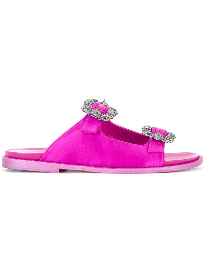 Manolo Blahnik Double Strap Sandals - Pink & Purple