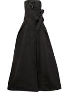 Carolina Herrera Button Detailing Strapless Gown, Women's, Size: 6, Black, Silk