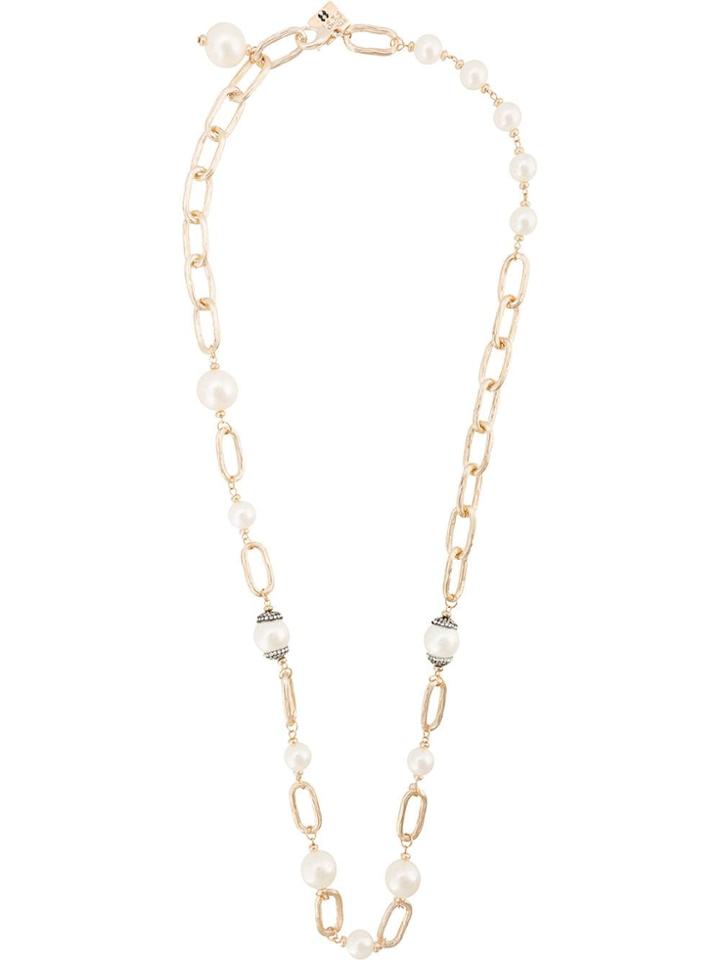 Edward Achour Paris Chain And Pearl Necklace - Gold
