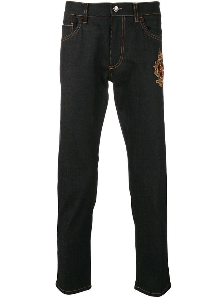 Dolce & Gabbana Tapered Patch Jeans - Blue