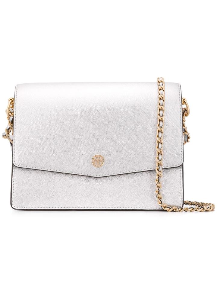 Tory Burch Robinson Metallic Shoulder Bag - Grey
