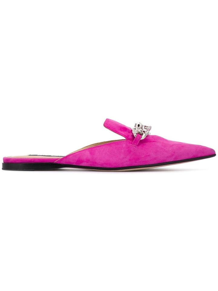 Sergio Rossi Sr Chain Pointed Mules - Pink