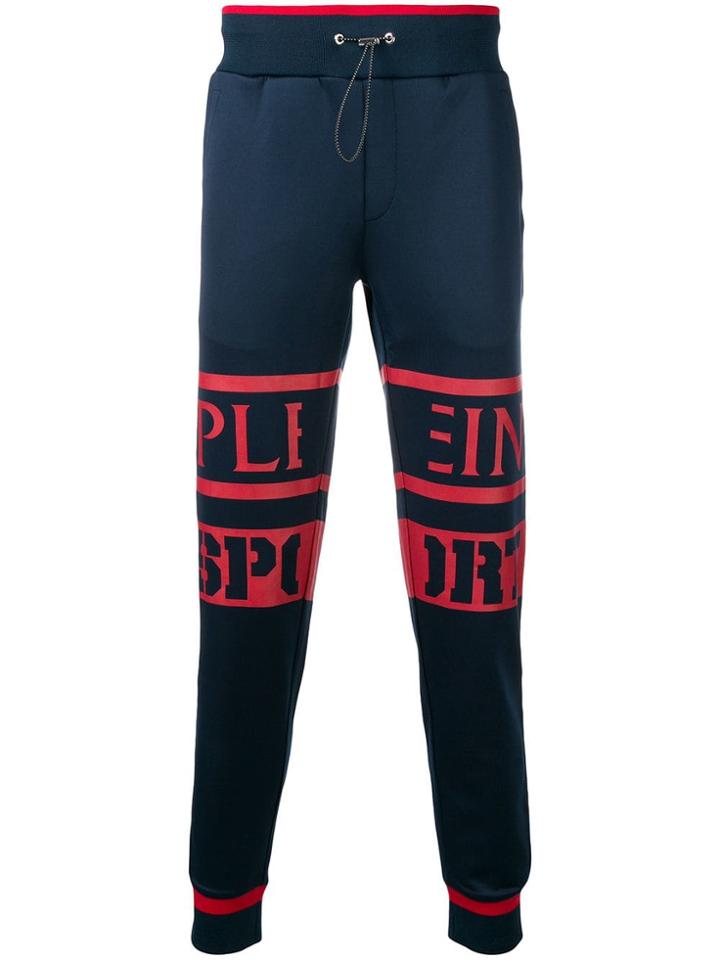 Plein Sport Logo Tapered Jogging Bottoms - Blue