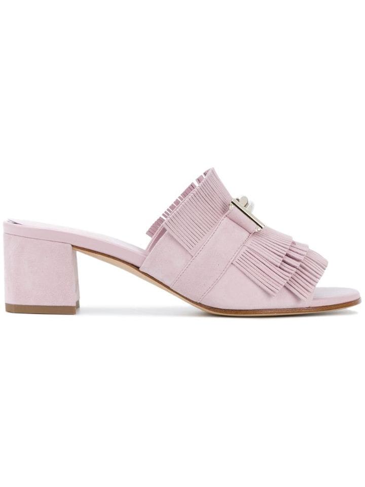 Tod's Double T Fringed Mules - Pink
