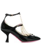 Gucci T-strap Pumps With Pearls - Black