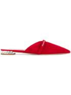 Miu Miu Embellished Pointed Mules - Red
