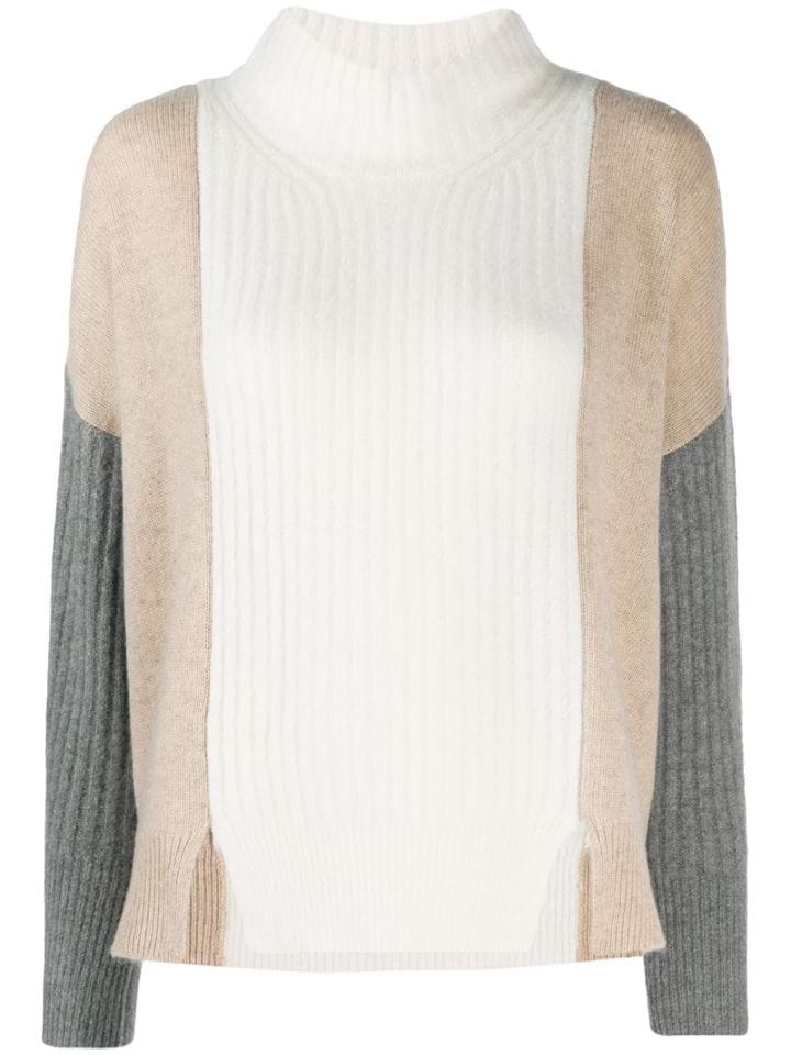 Max & Moi Colour-block Knit Sweater - White