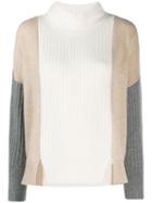 Max & Moi Colour-block Knit Sweater - White
