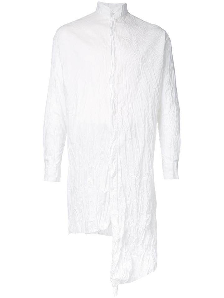 A New Cross Wrinkled Asymmetric Shirt - White