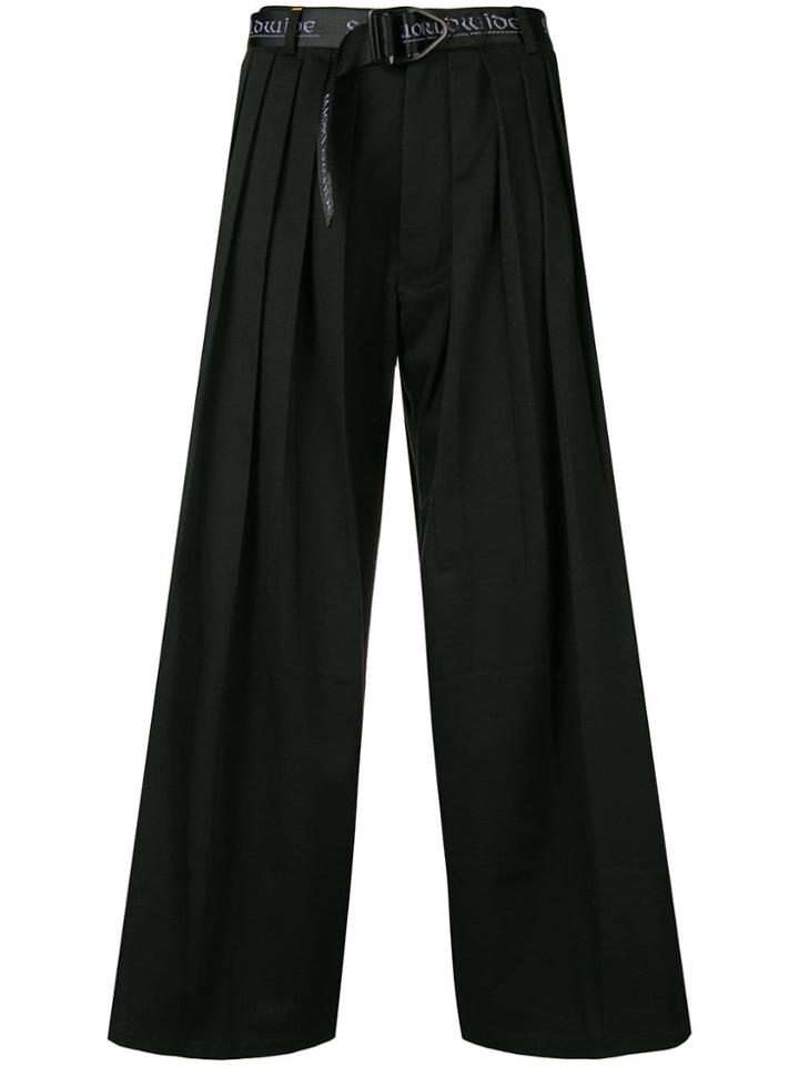 Sankuanz Pleated Wide-leg Trousers - Black
