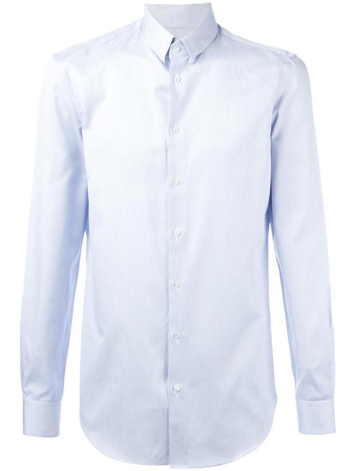 Giorgio Armani Striped Button Down Shirt, Men's, Size: 39, Blue, Cotton