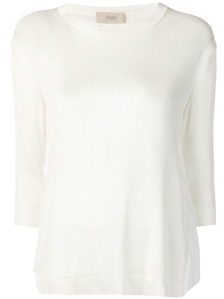 Maison Flaneur Asymmetric Knitted Top - White