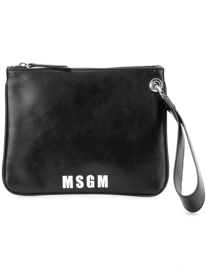 Msgm Logo Clutch - Black