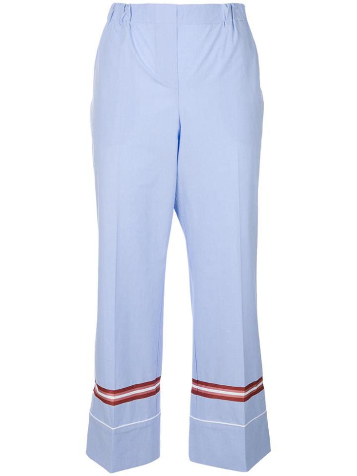 No21 Cropped Web Trim Trousers - Blue