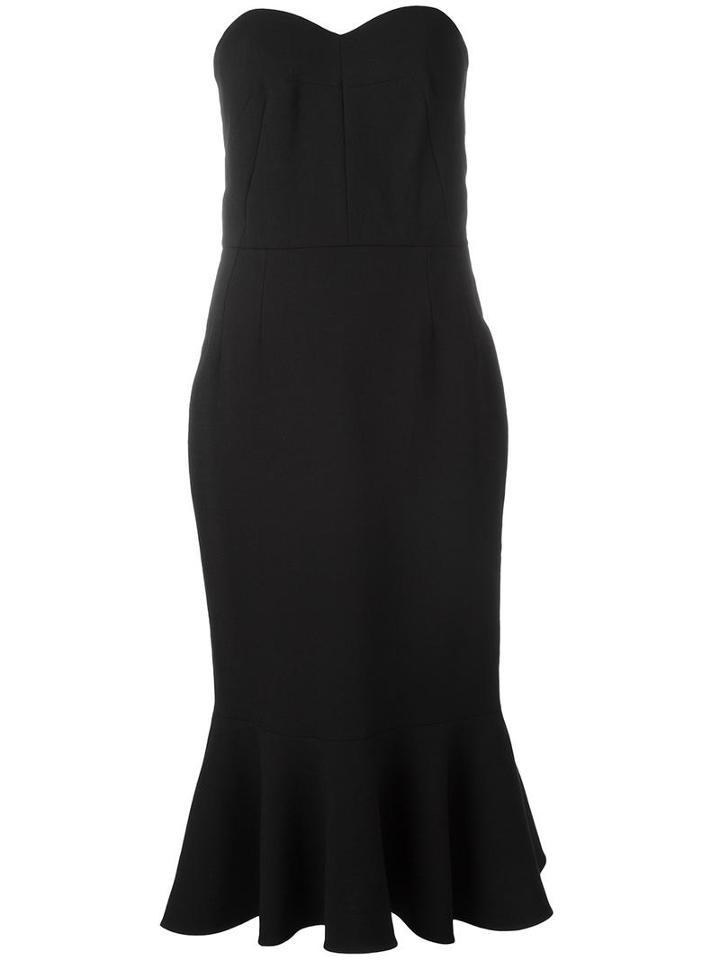 Dolce & Gabbana Strapless Peplum Dress, Women's, Size: 40, Black, Virgin Wool/spandex/elastane/silk