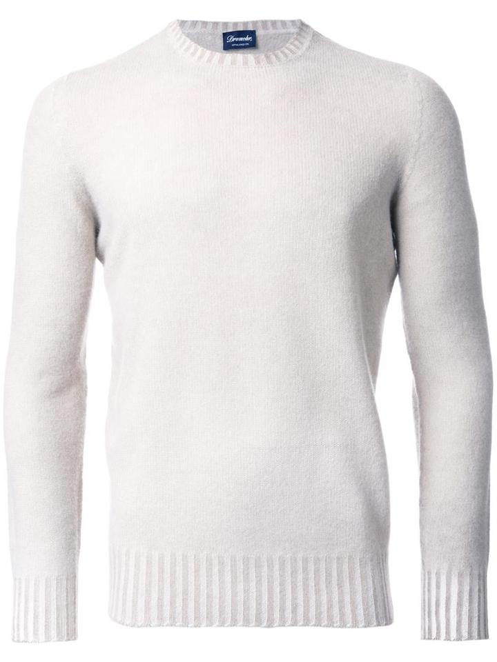 Drumohr Round Neck Jumper, Men's, Size: 52, Brown, Wool