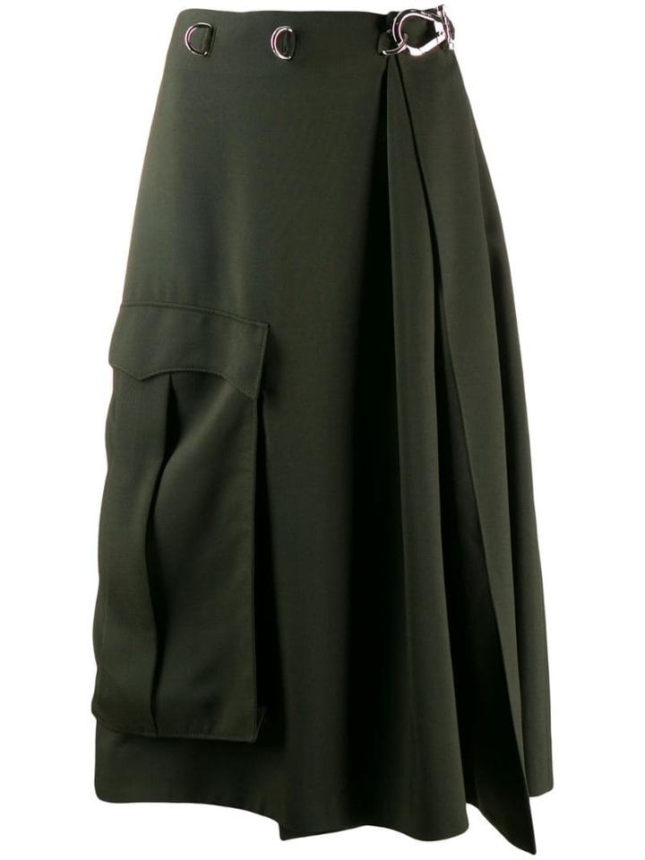 Prada Spring-ring Fastening Flared Skirt - Green
