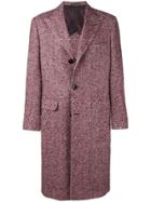 Kiton Single Breasted Chevron Coat - Red