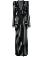 Balmain Long Striped Cardigan - Black