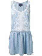 Ermanno Scervino - Paisley Embroidery Flared Dress - Women - Cotton - 42, Blue, Cotton